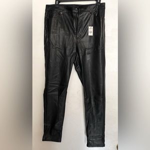 Fleeced line faux leather pants